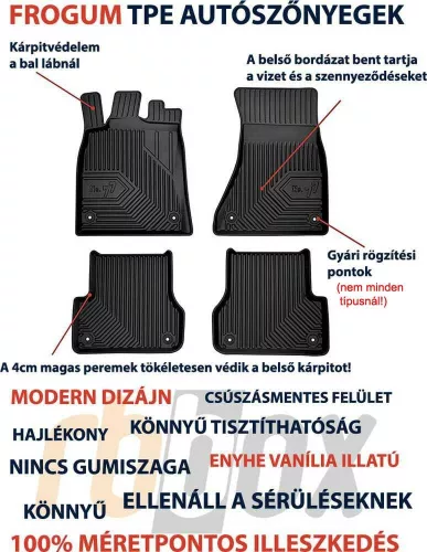 Volkswagen Passat (B6) ( 2005-2010 ) / (B7) ( 2010-2014 ) / Passat CC ( 2008-2016 )  no.77 hochwandige Gummifußmatten szett